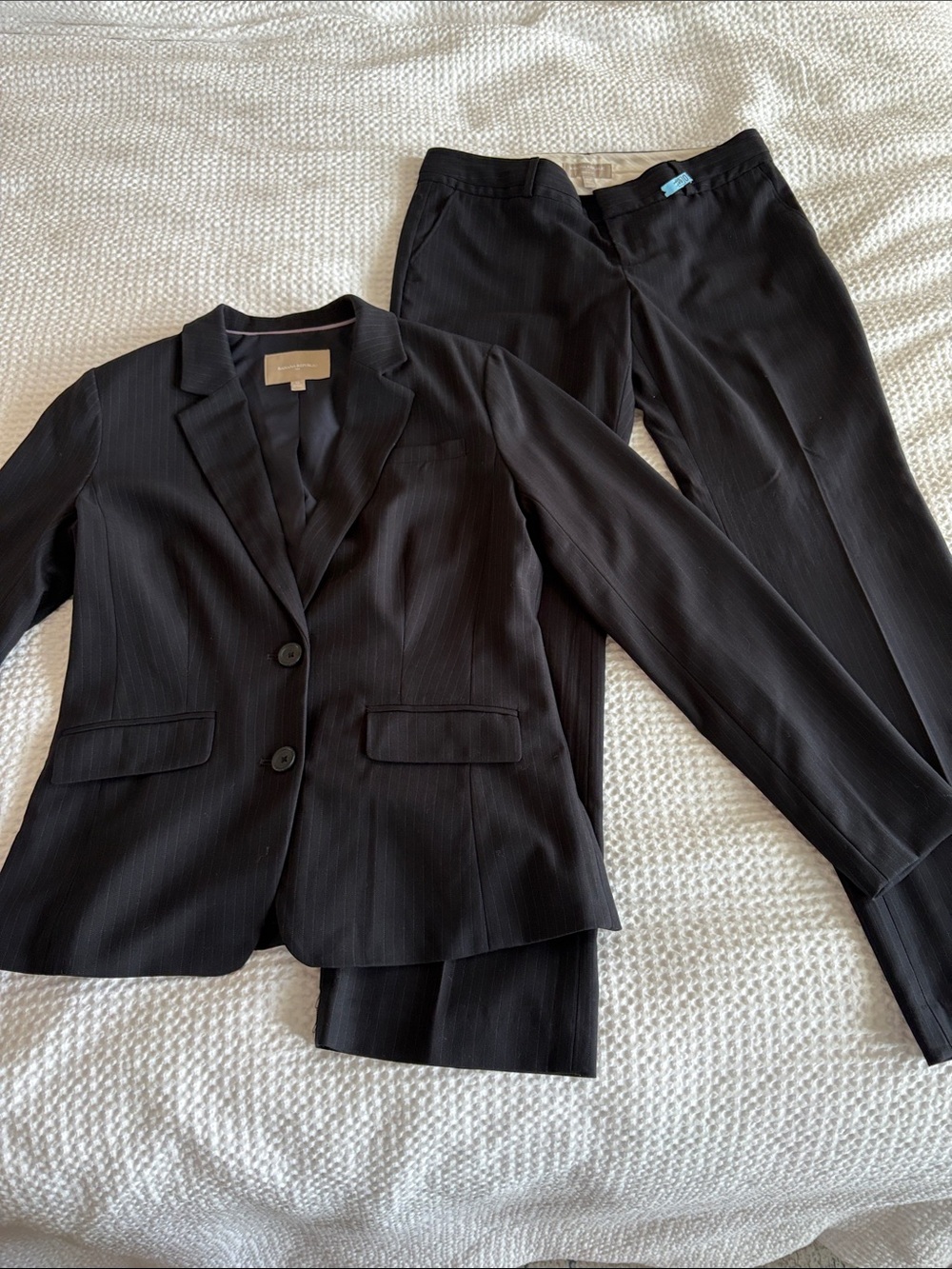 Banana Republic Women’s Black Pinstriped Suit
